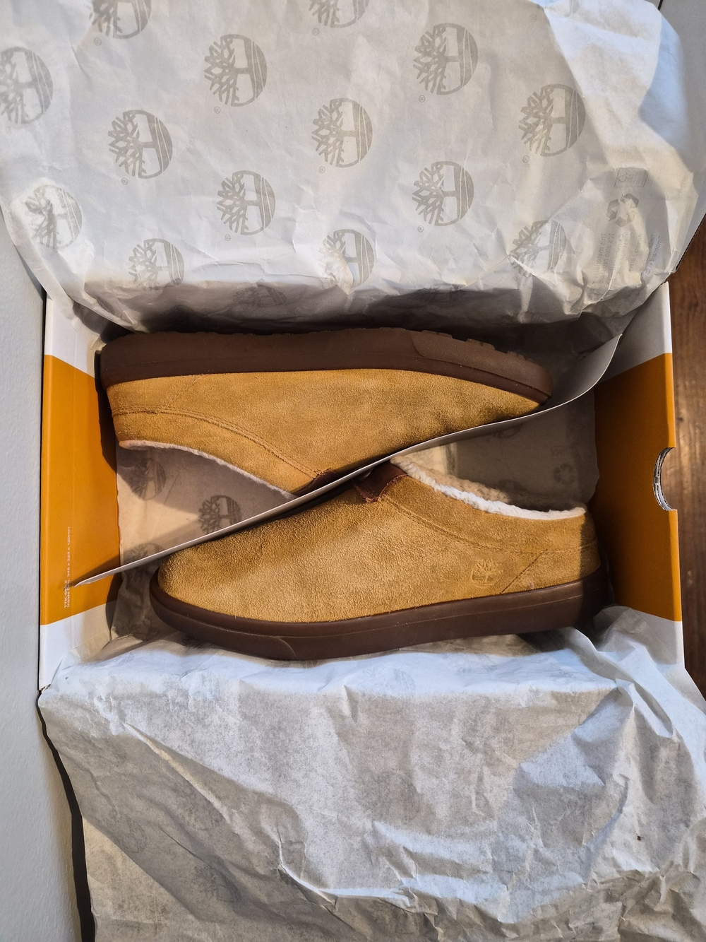 Timberland Men’s Shearling-Lined Slip-On Shoes in Wheat